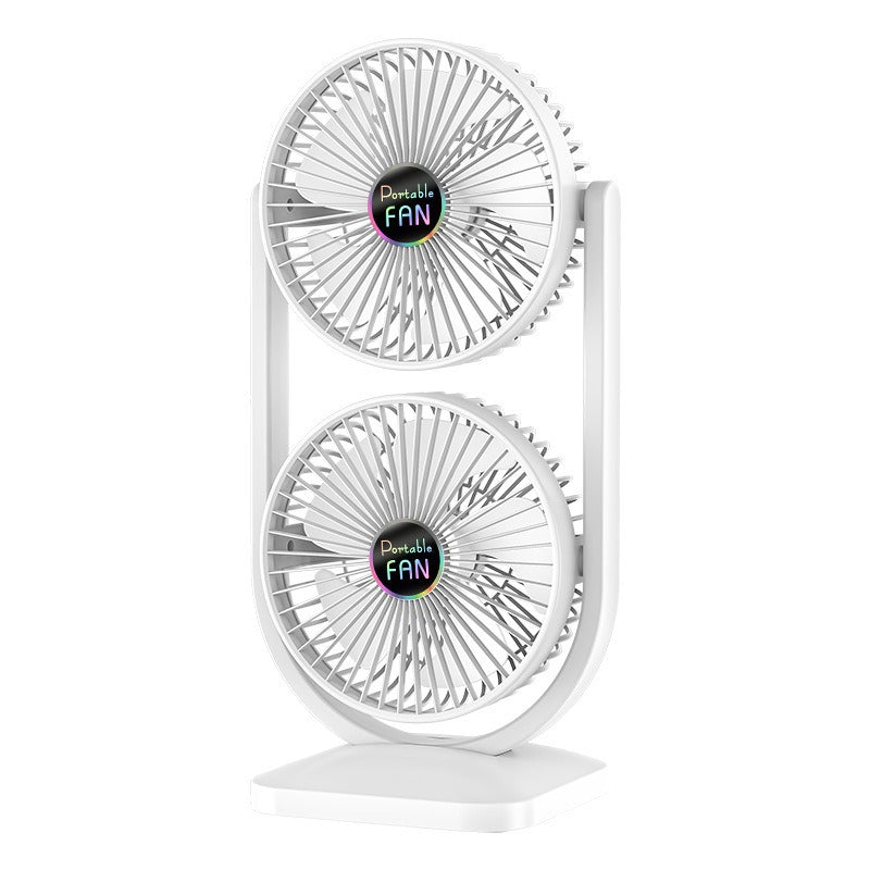 Ladies Table Fan Adjustable Height 3 Speeds Dual Airflow Battery Powered