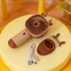 Rechargeable USB Handheld Fan Portable Quiet Bear Design with Stand
