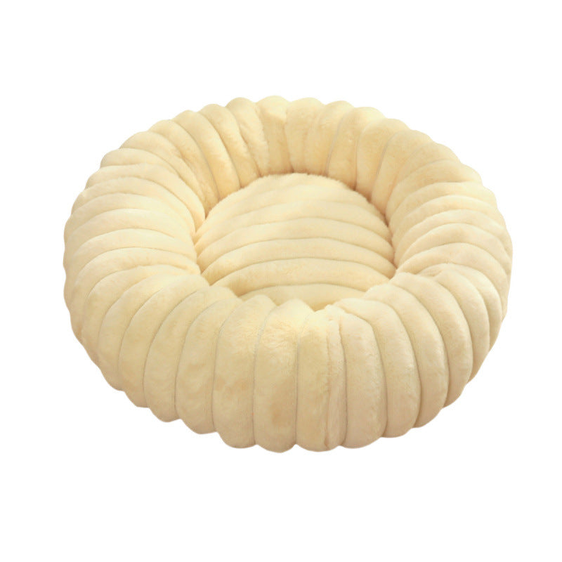 Round Plush Pet Bed with High Edges Ultra-Soft Hypoallergenic for Cats and Small Dogs