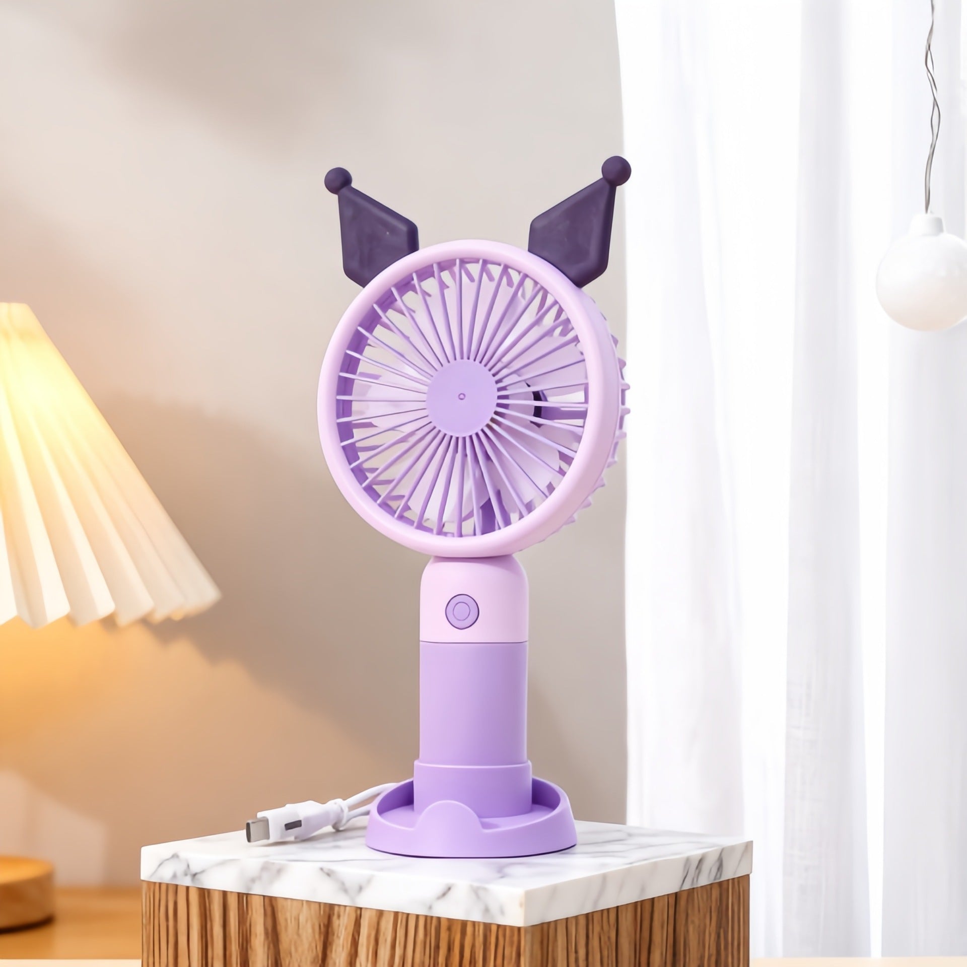 Women's Handheld Fan USB Rechargeable Portable Cute Animal Design Quiet Adjustable Speed