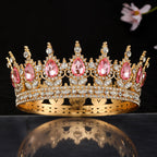 Women’s Crown with Green Gemstones Black Metal Elegant Floral Design