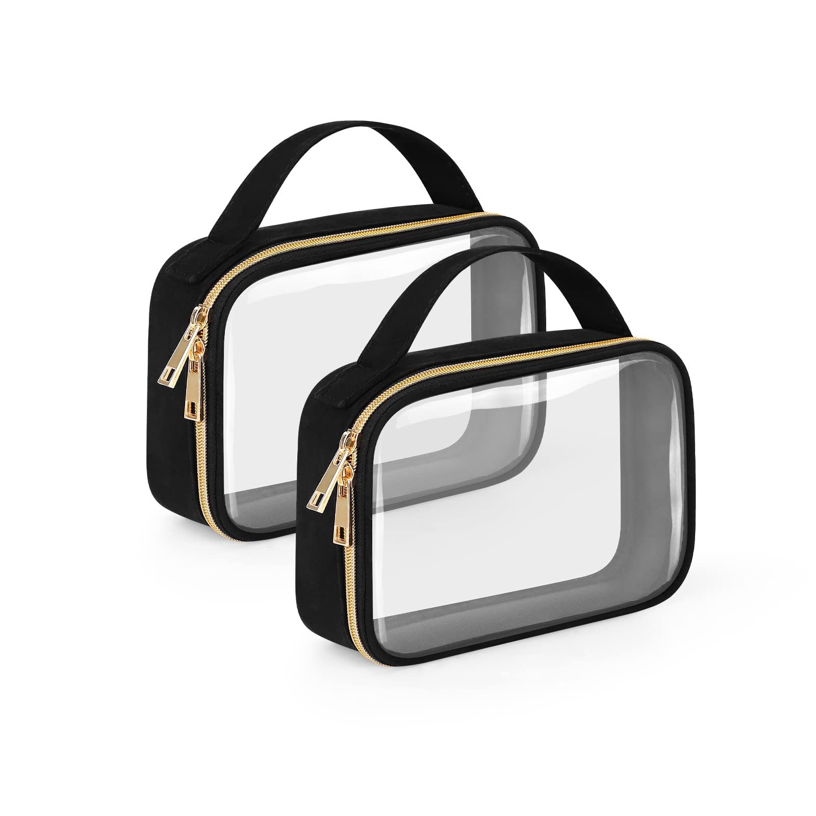 Transparent Cosmetic Bag Set for Women Clear Travel Makeup Organizer with Handle