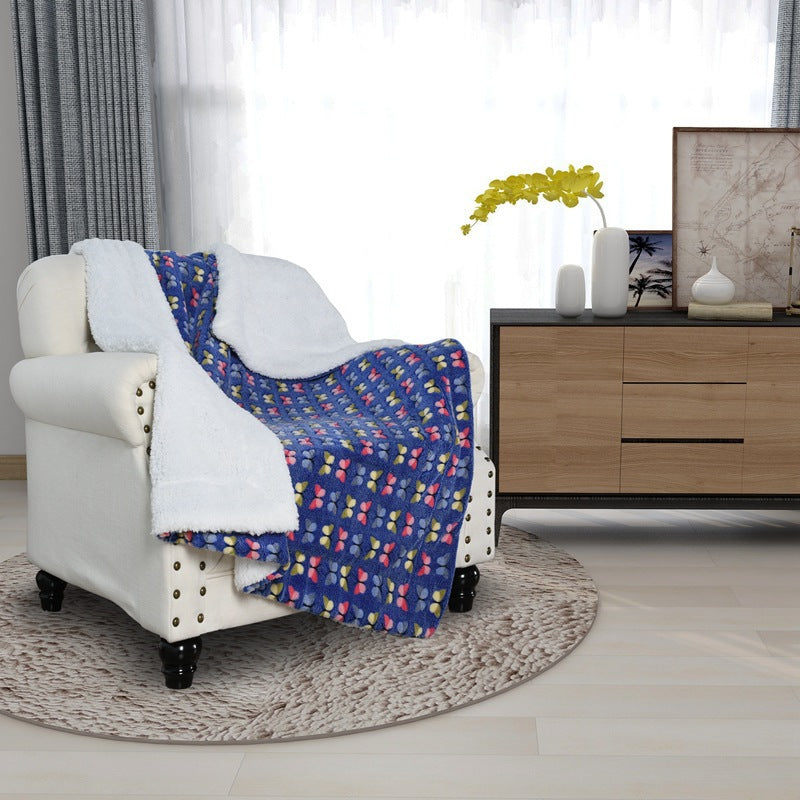 Women's Fleece Blanket Reversible Butterfly Pattern Soft Cozy Throw