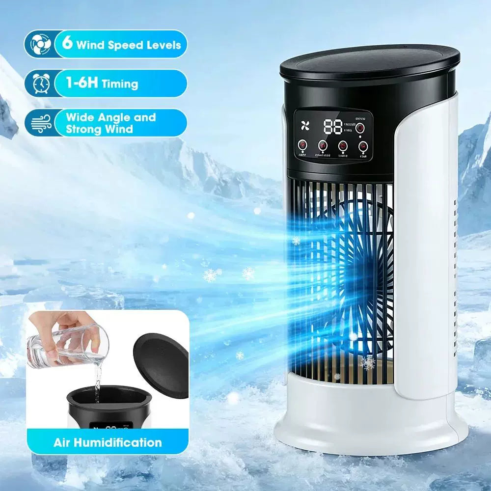 Personal Evaporative Tower Cooler USB Powered Compact Quiet Desk Fan with Refillable Cooling Packs