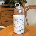 Unisex Water Bottle with Funny Cat Pattern Leak-Proof Flip-Top Lid Durable and Dishwasher Safe