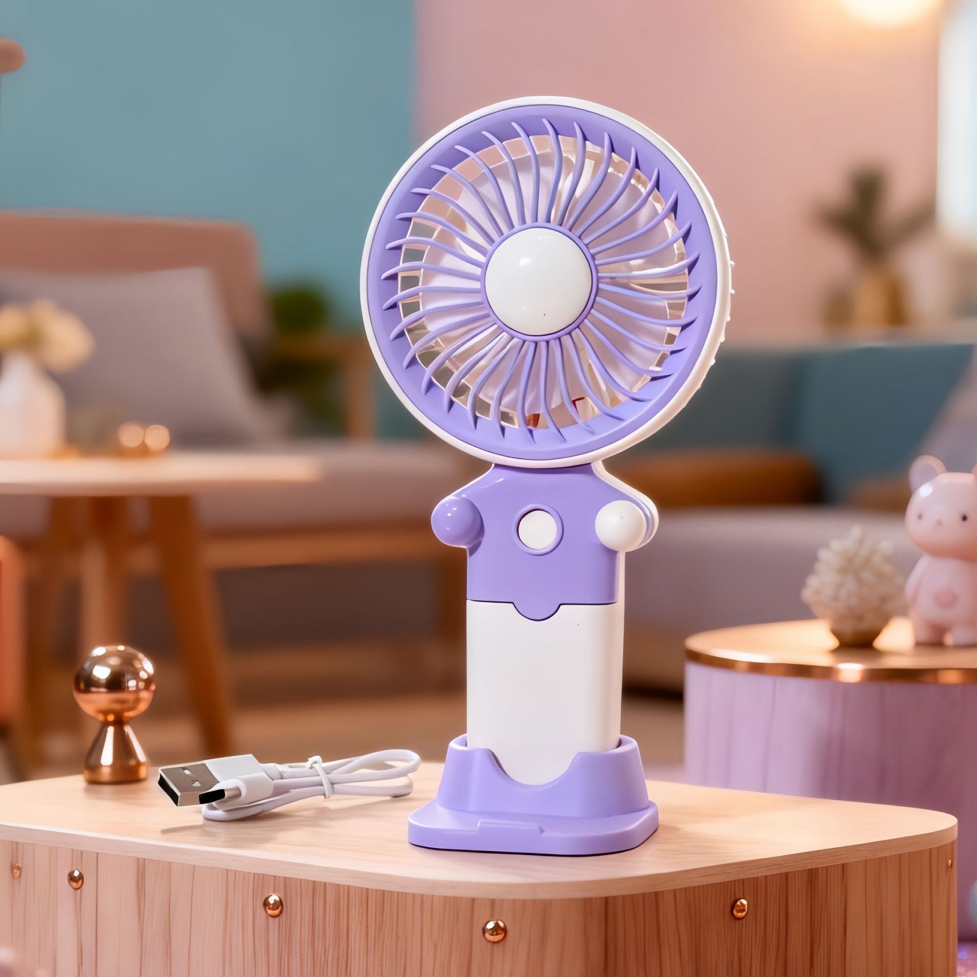 Portable USB Fan with Flexible Holder Lightweight Quiet Operation for Women