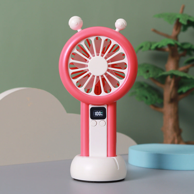 Women's Portable Handheld Fan with Digital Display Multiple Speed Modes Compact Design