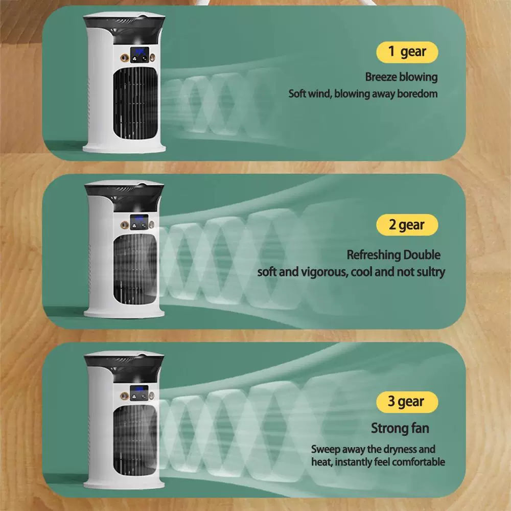 USB Humidifying Tower Fan Compact Air Circulation with LED Display Portable Quiet