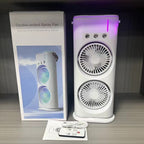 Remote Control Mist Fan Dual Fan Function Compact Indoor Outdoor Cooling