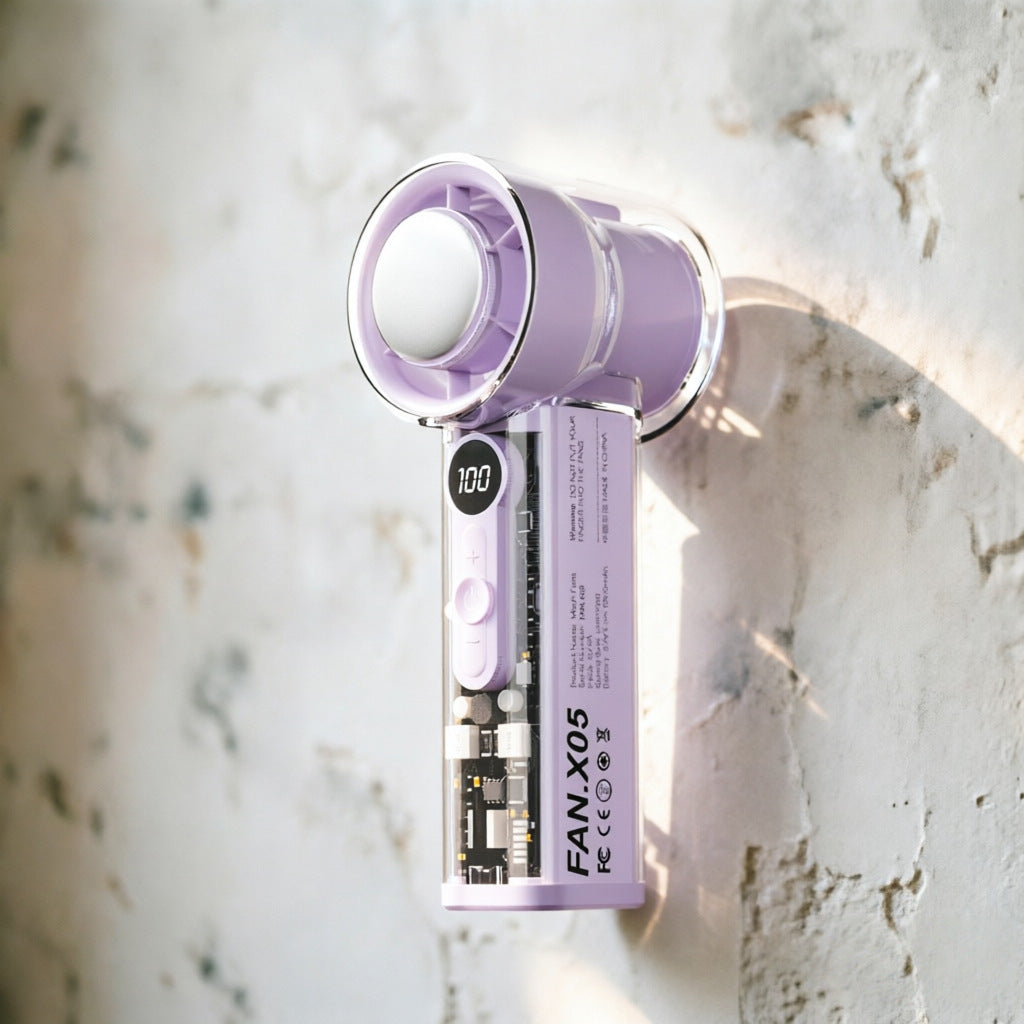 Portable Ladies Fan Battery Operated Cordless Digital Display Multiple Speeds Compact Design