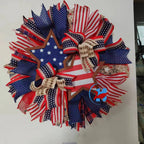 Unisex Patriotic Star Door Wreath Handmade Wood and Jute Ribbon Rustic Decoration