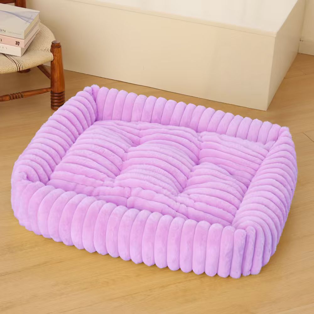Plush Pet Bed with High Edge Non-Slip Bottom Soft Cozy Dog Cat Bed