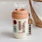 Insulated Coffee Mug for Women Double-Walled Spill-Proof Travel Mug with Lid and Carry Strap Black Silver