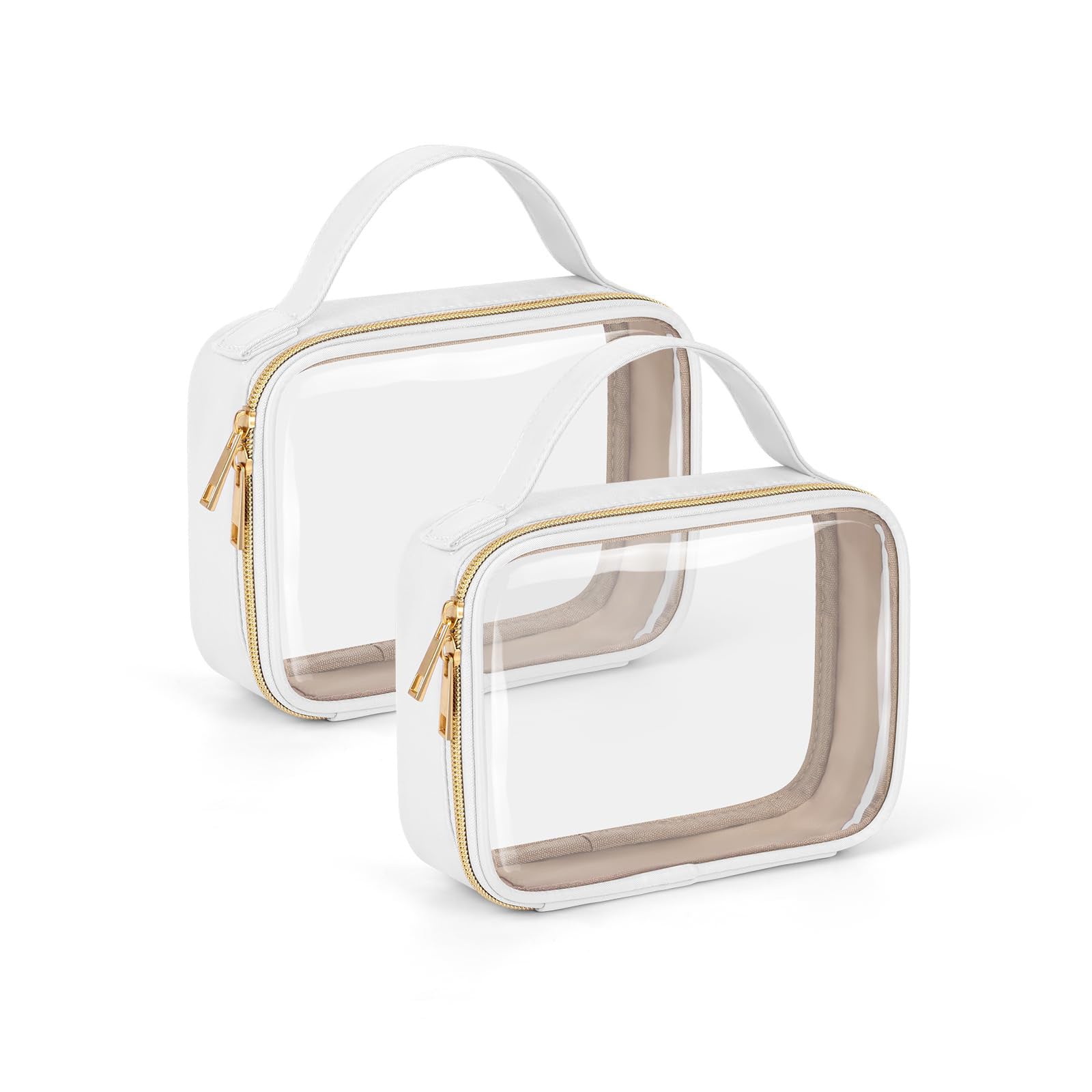 Transparent Cosmetic Bag Set for Women Clear Travel Makeup Organizer with Handle