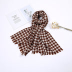 Women's Checked Scarf Soft Lightweight Black and White Cozy Wrap Shawl