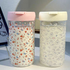 Insulated Plastic Water Bottle for Women with Playful Animal Motif Flip-Top Lid Lightweight Portable