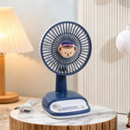 USB Desk Fan Rechargeable Portable Quiet Mini Fan with Adjustable Head and Non-Slip Base