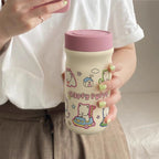 Insulated BPA-Free Plastic Water Bottle for Women with Animal Design Leak-Proof Cap