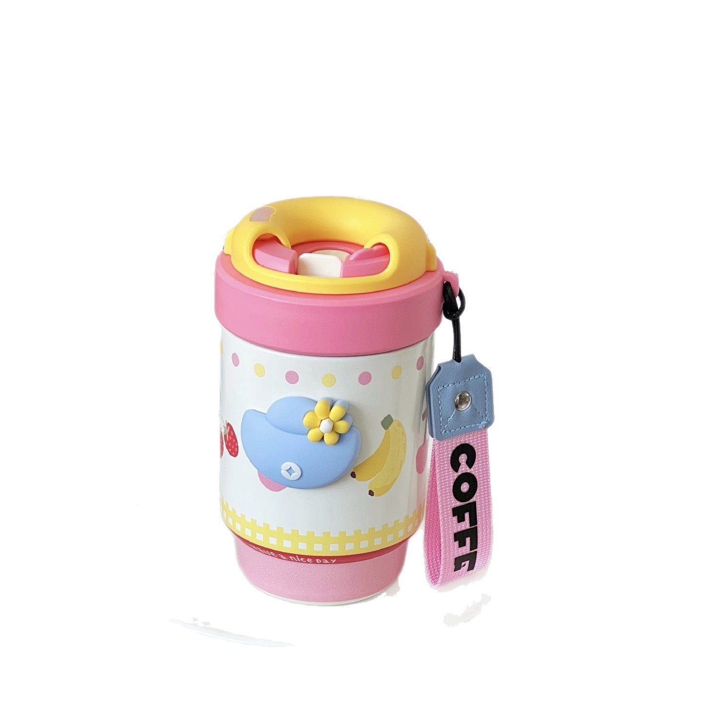 Women Thermos Mug BPA-Free Plastic Double-Walled Insulated Travel Coffee Tea Cup