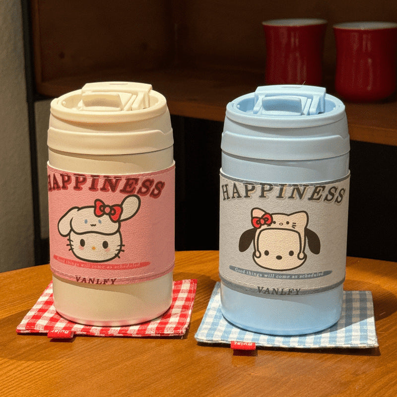 Insulated Women's Drinking Cup Leak-Proof Lid Playful Animal Design Reusable Eco-Friendly