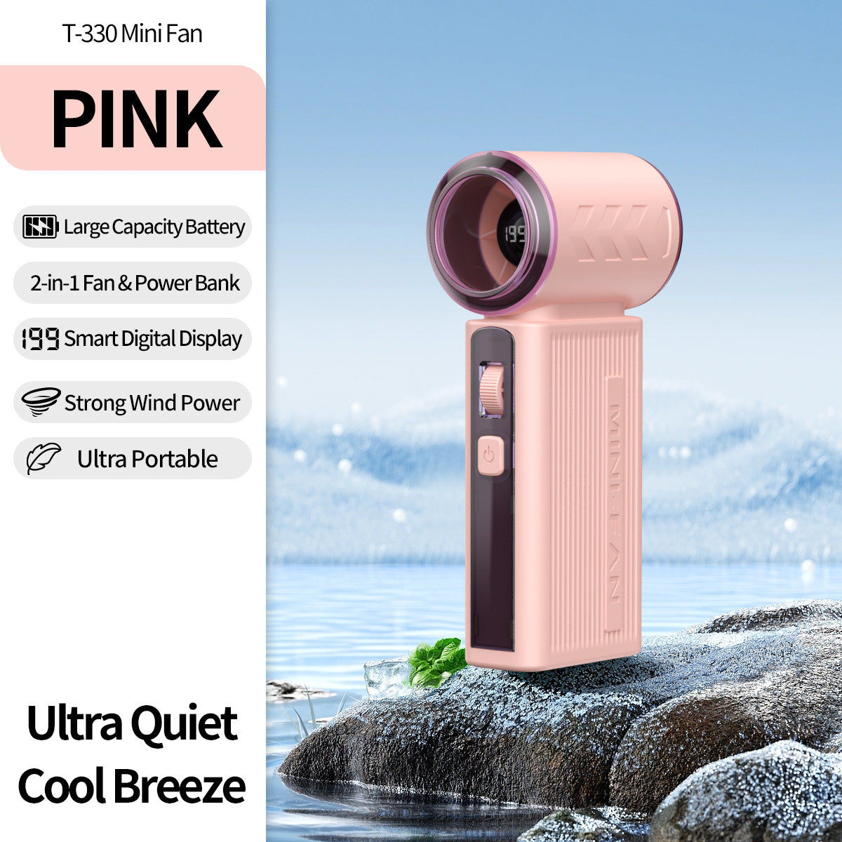 Portable Mini Fan with Power Bank Function Lightweight Quiet Operation
