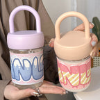 Women's Insulated Glass Water Bottle with Ergonomic Handle Multi-Functional Hot Cold Drink Container