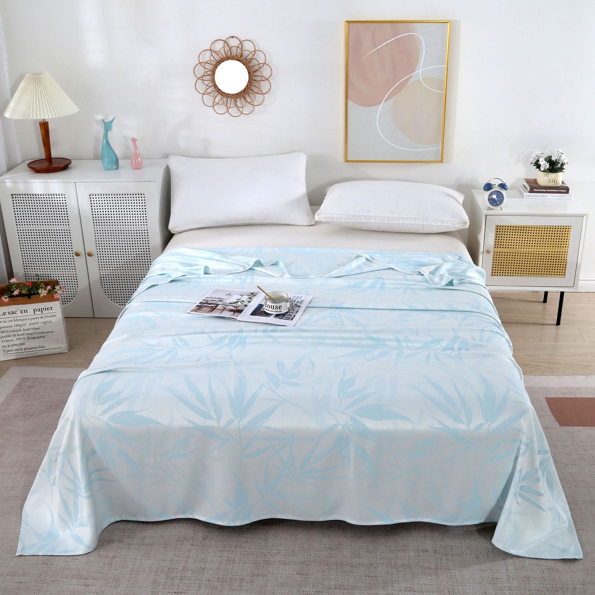 Bowlift Cotton Comforter Soft Breathable Leaf Pattern Green Duvet for Women