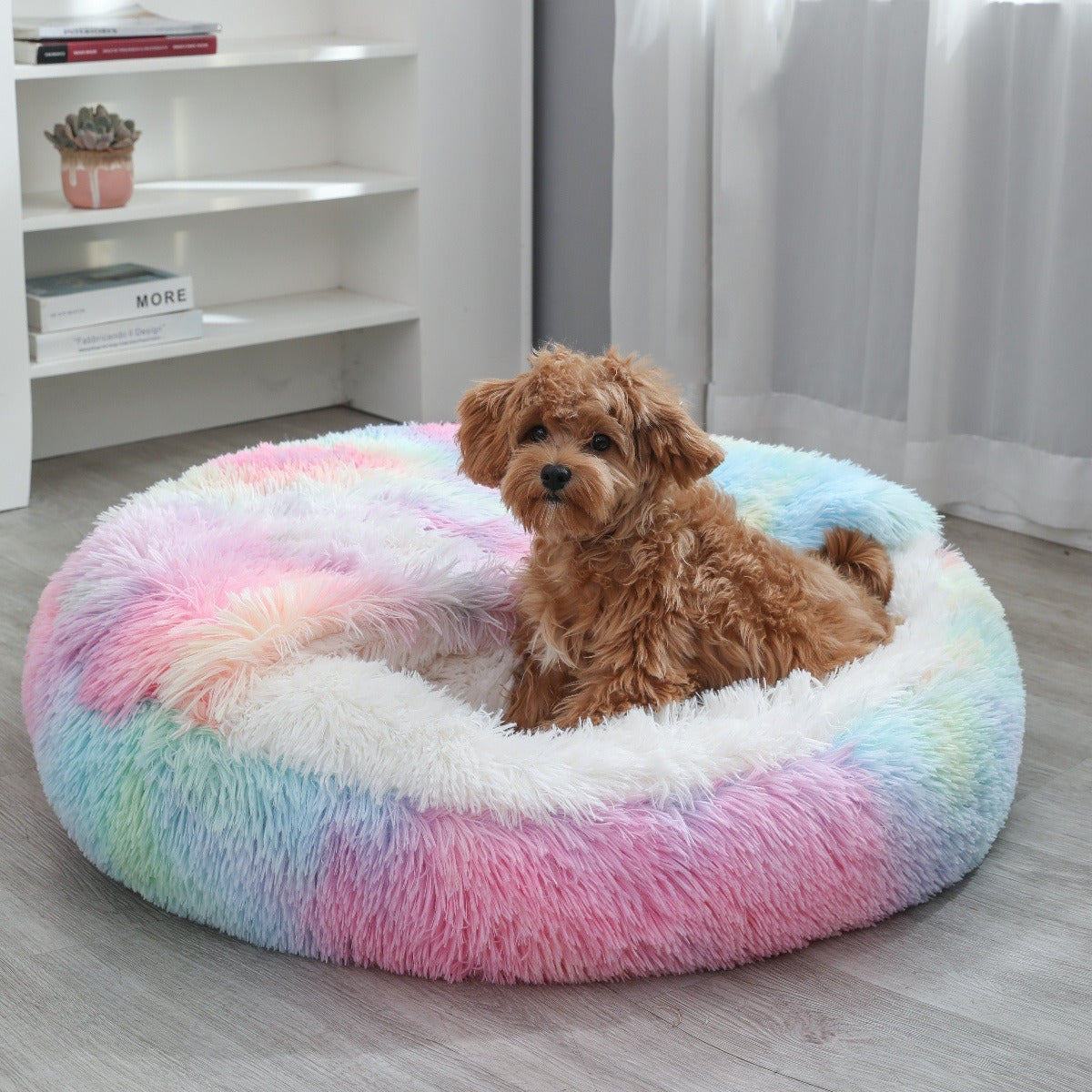 Women's Cozy Round Pet Bed Soft Plush Non-Slip Indoor Outdoor Dog Cat Bed