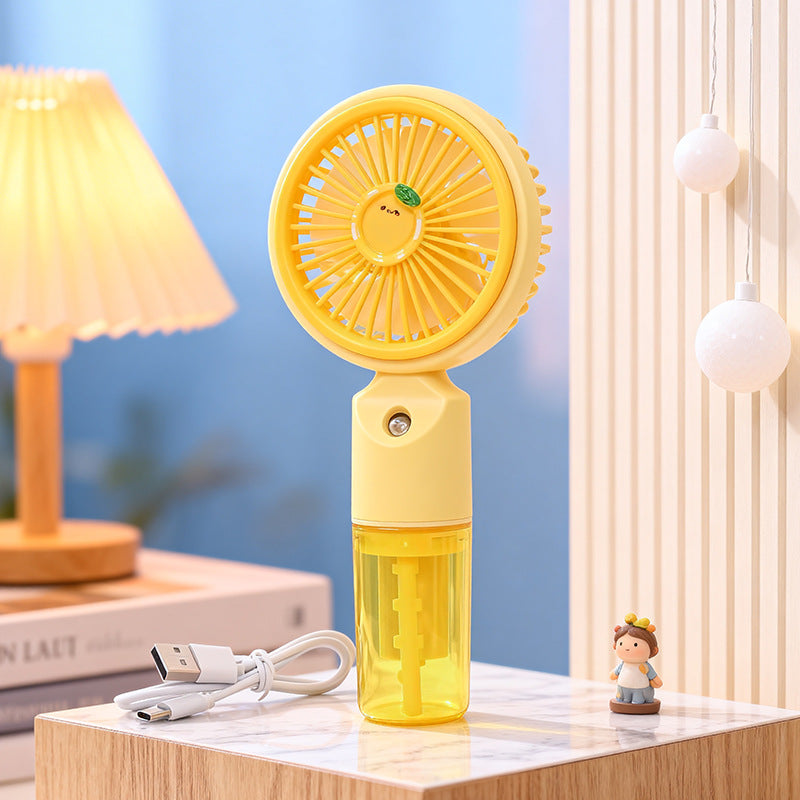 Portable Mini Fan With Integrated Spray Function USB Rechargeable Adjustable Speed