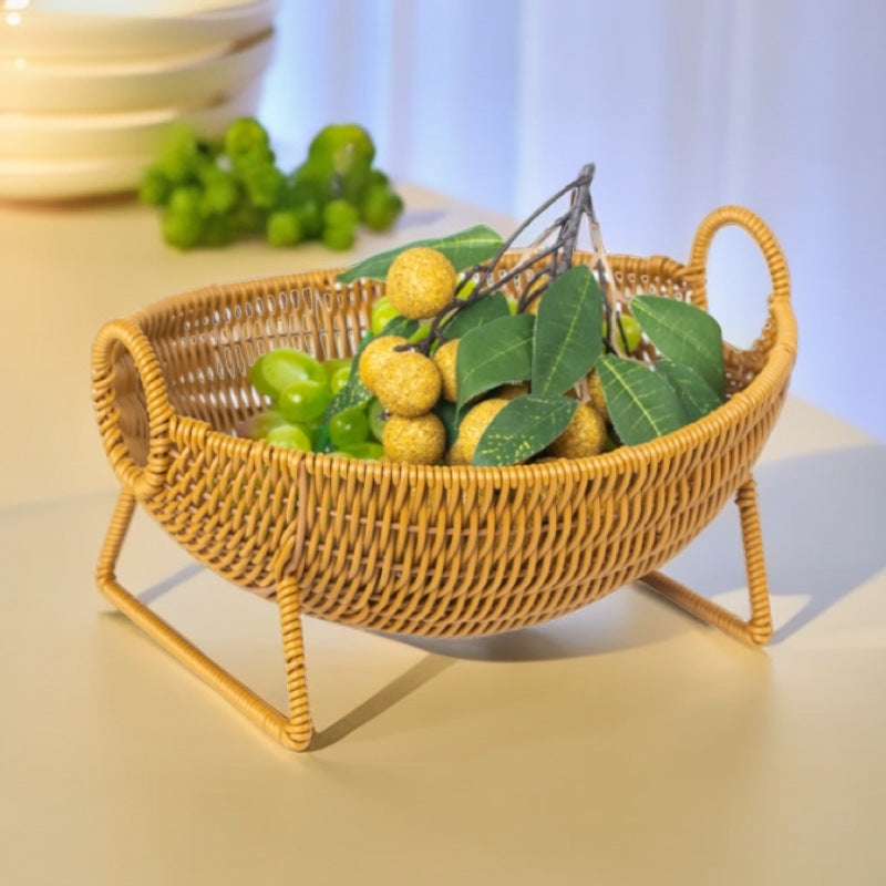 Handwoven Decorative Fruit Bowl 28cm Diameter Unisex Kitchen Basket