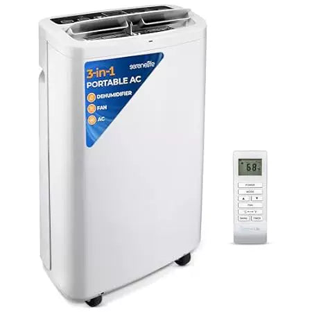 Portable Air Conditioner and Dehumidifier Compact Ventilated Whisper-Quiet Fan Remote Control Wheels