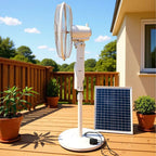 Harrow Solar-Powered Standing Fan with Intelligent Energy Management Adjustable Height