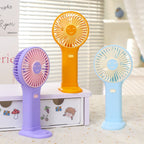 Portable USB Hand Fan for Women with Smiling Face Design Lightweight Rechargeable Handheld Fan