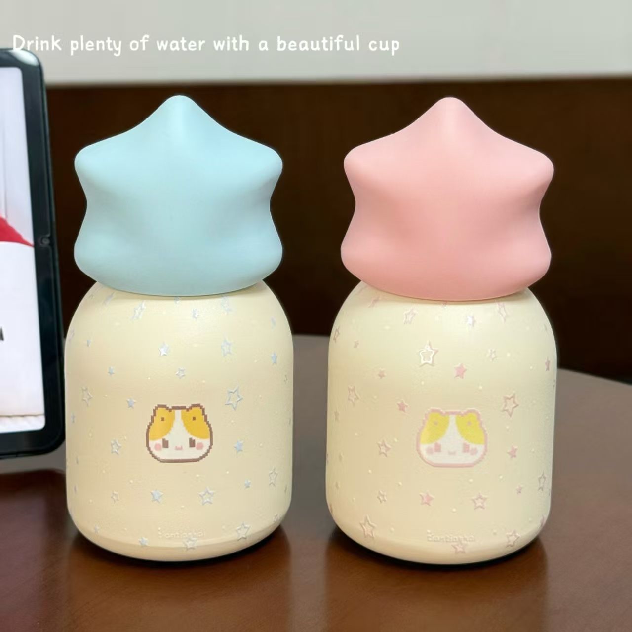 Women’s Insulated Water Bottle with Star Cap BPA-Free Leak-Proof Portable Drink Bottle