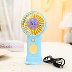 Portable Mini Hand Fan USB Rechargeable Lightweight Quiet Operation with Flower Design