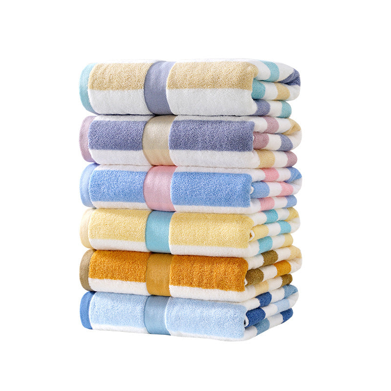 Ladies Cotton Towel Soft Striped Blue and White Bathroom Beach Gym Towel