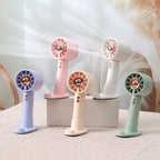Portable Handheld Fan with Integrated Stand USB Rechargeable Compact Lightweight