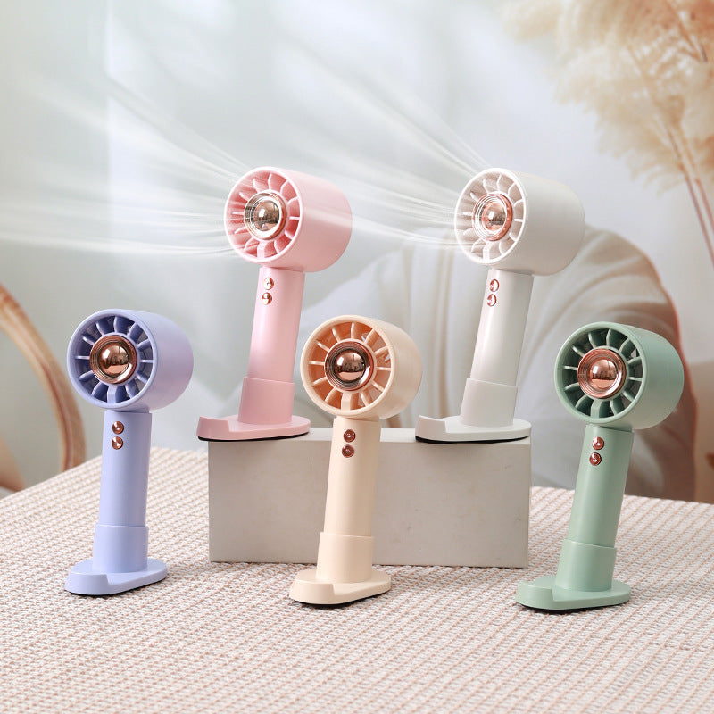 Portable Handheld Fan with Integrated Stand USB Rechargeable Compact Lightweight