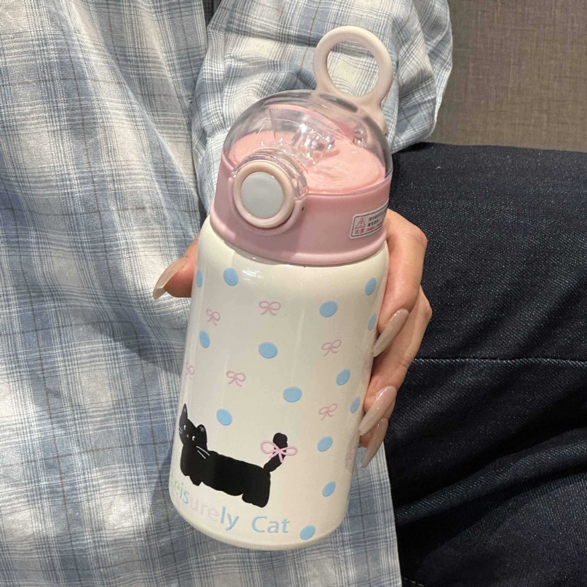 Women’s BPA-Free Plastic Water Bottle with Clip Closure and Animal Design, Leak-Proof, Dishwasher Safe