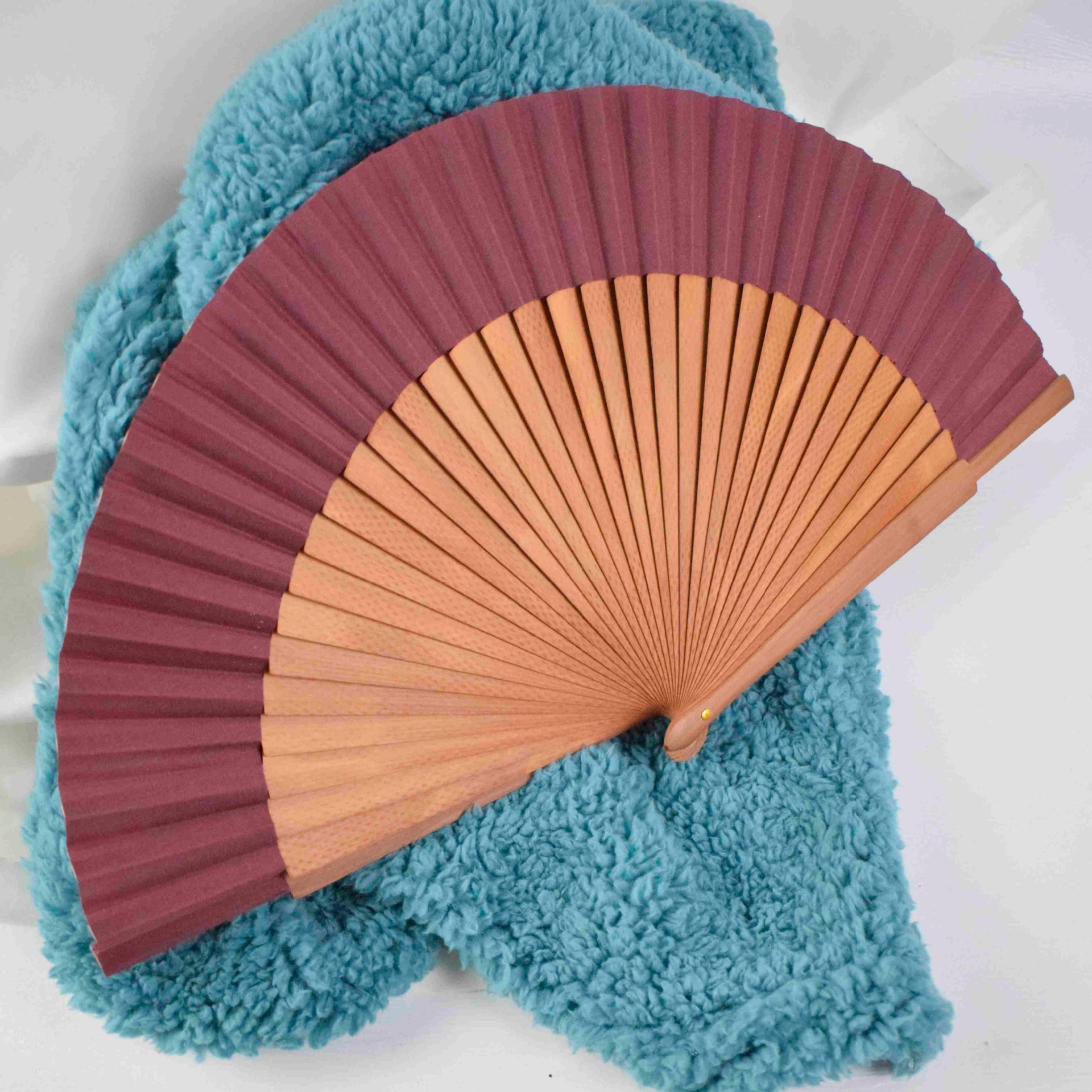 Ladies Elegant Hand Fan Eco-Friendly Paper Wooden Frame Lightweight Portable