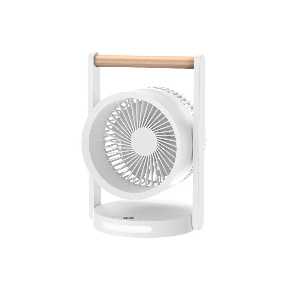 Design Table Fan With Wooden Handle Adjustable Speeds Quiet Compact Desk Fan