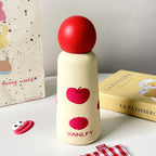 Ladies Plastic Water Bottle With Fruity Apple Motif Red Cap Ergonomic Design Compact Size