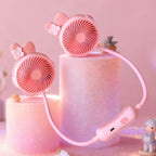 Rechargeable Portable Neck Fan Double Fan Flexible Gooseneck Quiet Hands-Free Cooling