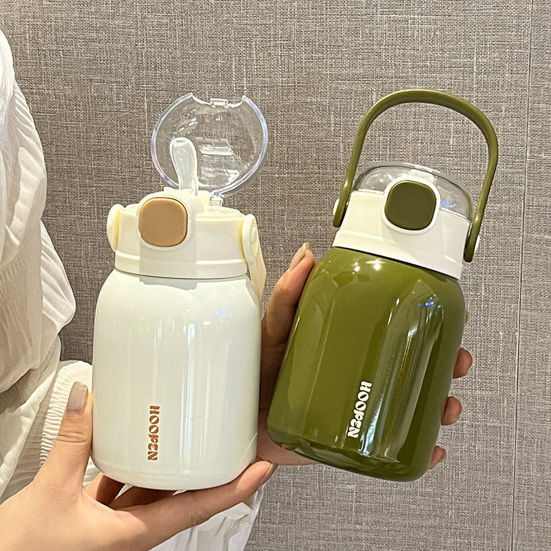 Women's Insulated Drink Container with Carrying Handle Leak-Proof Double Wall 12-Hour Temperature Retention Cute Design