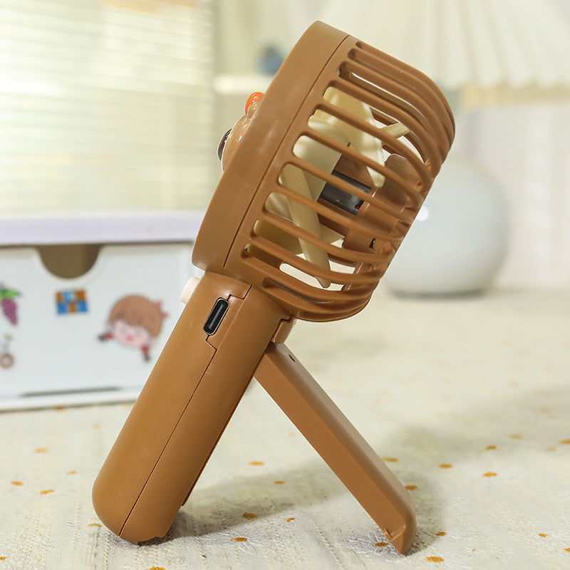 Rechargeable USB Handheld Fan Portable Quiet Bear Design with Stand
