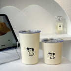 Insulated Ladies Drinking Cup with Dog Design Double Wall Leak-Proof Lid Durable Plastic