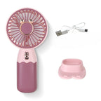 Harrow Women's Handheld Cooling Fan USB Rechargeable Portable 3-Speed with Ergonomic Handle and Base