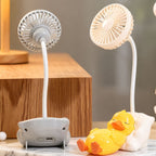 Ladies Table Fan USB Powered Cute Duck Design Quiet Operation Adjustable Tilt