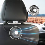 Portable Dual-Head Car Ventilation Fan Dual Adjustable Heads Compact Quiet Mounts to Vent