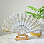 Ladies Decorative Handcrafted Fan with Intricate Patterns and Vibrant Colors
